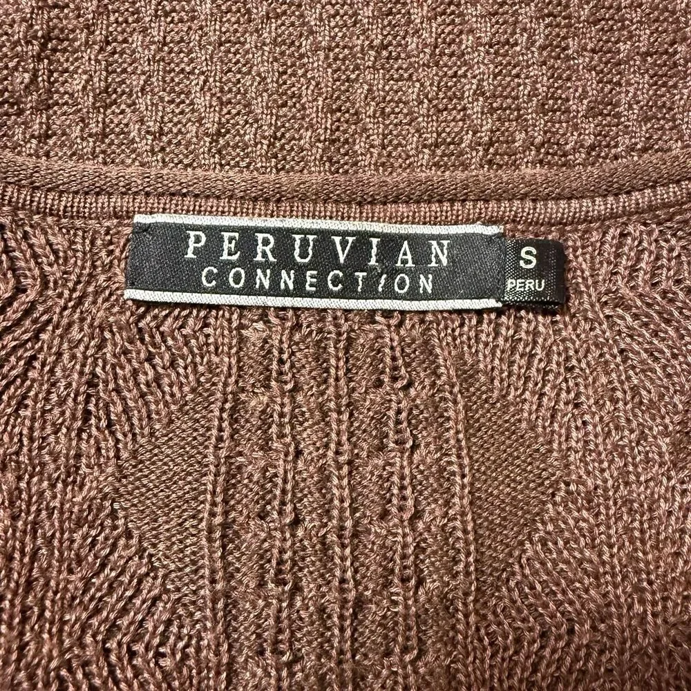 Peruvian‎ Connection Cable Knit Sweater | Womens Small | Brown 100% Pima Cotton